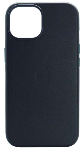 Силиконовый чехол MagSafe для Apple iPhone 15 кожа темно-синий