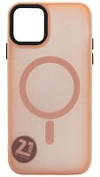 Силиконовый чехол MagSafe для Apple iPhone 11 матовый розовый