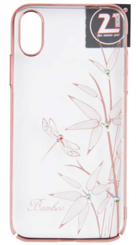 Задняя накладка Kingxbar для Apple iPhone X/XS со стразами Bamboo розовый