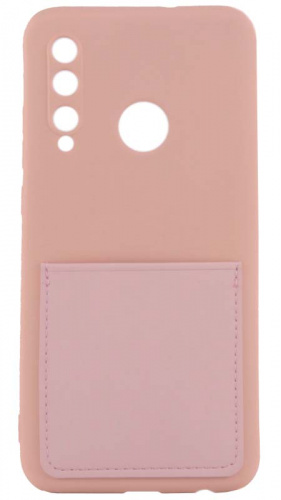 Силиконовый чехол для Huawei Honor 10i/Honor 20e с кармашком бледно-розовый