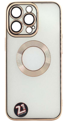 Силиконовый чехол для Apple iPhone 13 Pro с линзами на камеру золотой