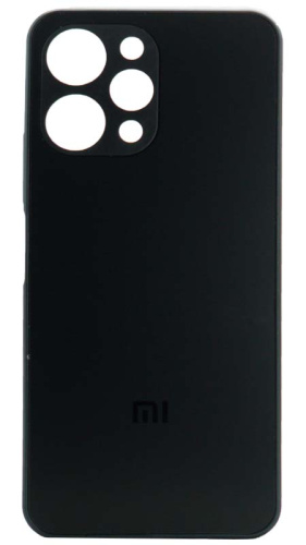 Силиконовый чехол для Xiaomi Redmi 12 матовое стекло с лого черный
