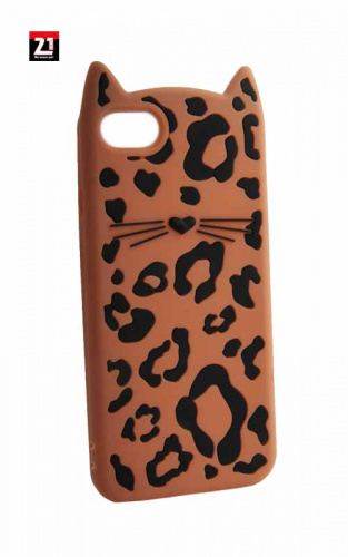Силиконовый чехол для Apple Iphone 7/8 Фигурный леопард коричневый