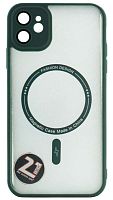 Силиконовый чехол для Apple iPhone 11 magsafe с защитой камеры хаки