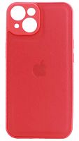 Силиконовый чехол для Apple iPhone 14 с защитой камеры кожа с лого красный