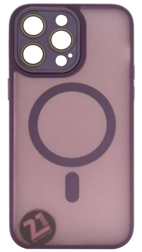 Силиконовый чехол MagSafe для Apple iPhone 14 Pro Max матовый с линзами фиолетовый