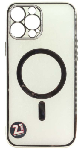 Силиконовый чехол Anyland для Apple iPhone 13 Pro Max magsafe серебро