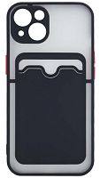 Силиконовый чехол для Apple iPhone 13 с кардхолдером хром черный
