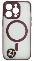 Силиконовый чехол для Apple iPhone 14 Pro MagSafe с окантовкой и защитой камеры бордовый