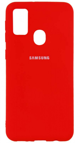 Силиконовый чехол для Samsung Galaxy M21/M215 с лого красный