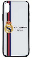 Силиконовый чехол для Apple iPhone X/XS стеклянный Реал Мадрид