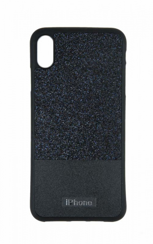 Силиконовый чехол для Apple iPhone XS Max кожа с блеском черный