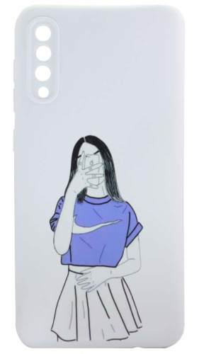 Силиконовый чехол Soft Touch для Samsung Galaxy A50/A505 девушка с тел
