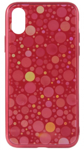 Силиконовый чехол для Apple iPhone X/XS стеклянный диско красный