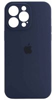 Силиконовый чехол Soft Touch для Apple iPhone 14 Pro Max с защитой камеры лого темно-синий