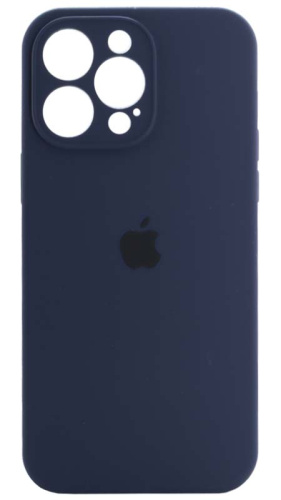 Силиконовый чехол Soft Touch для Apple iPhone 14 Pro Max с защитой камеры лого темно-синий