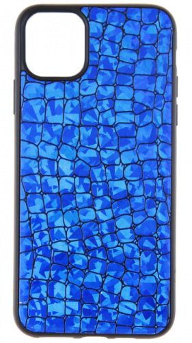 Силиконовый чехол для Apple iPhone 11 Pro Max Крокодил перламутр синий
