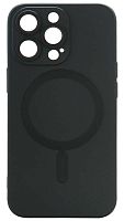 Силиконовый чехол для Apple iPhone 13 Pro MagSafe матовый с линзами черный