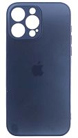 Силиконовый чехол для Apple iPhone 14 Pro Max матовое стекло темно-синий