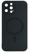 Силиконовый чехол для Apple iPhone 12 Pro Max magsafe металл с защитой камеры черный