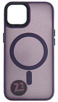 Силиконовый чехол MagSafe для Apple iPhone 14 матовый фиолетовый
