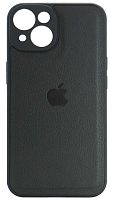 Силиконовый чехол для Apple iPhone 14 кожа с лого черный