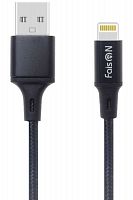 Кабель USB - 8 pin FaisON HX14 ALUM, 2.0м, круглый, 2.1A, ткань чёрный
