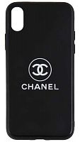 Силиконовый чехол для Apple iPhone X/XS стеклянный Chanel черный
