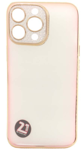 Силиконовый чехол для Apple iPhone 13 Pro с окантовкой и камерой с блеском розовый