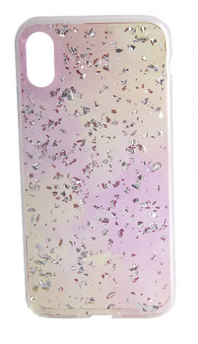 Силиконовый чехол для Apple iPhone X/XS Rainbow foil (Розовый)