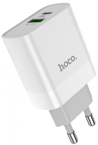 СЗУ 2 USB HOCO C80A Type-C 20W/ USB 18W PD белый