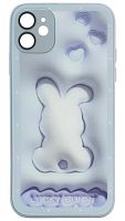 Силиконовый чехол для Apple iPhone 11 стеклянный с защитой линз bunny