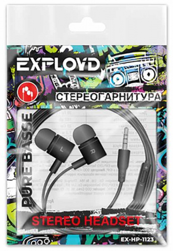 Стерео-гарнитура Exployd EX-HP-1123, микрофон, регулятор громкости, кабель 1.2м черный