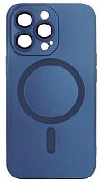 Силиконовый чехол для Apple iPhone 13 Pro MagSafe матовый с линзами синий
