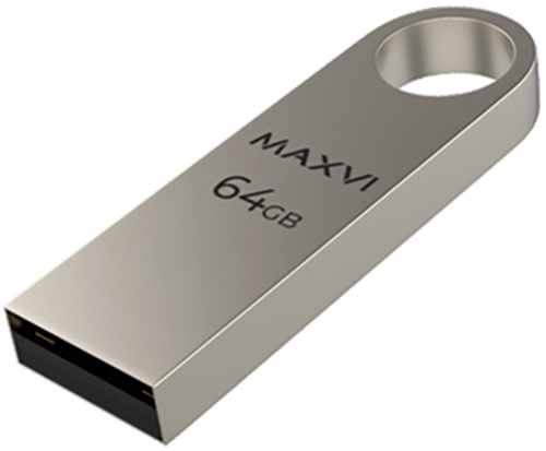 64GB флэш драйв Maxvi metallic серебро (FD64GBUSB20C10MK)