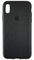 Силиконовый чехол для Apple iPhone X/XS кожа с лого черный