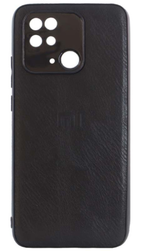 Силиконовый чехол для Xiaomi Redmi 10C кожа с лого черный