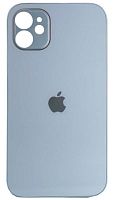 Силиконовый чехол для Apple iPhone 11 стеклянный с защитой камеры голубой