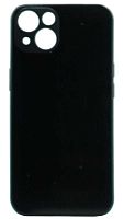 Силиконовый чехол для Apple iPhone 13 матовое стекло с лого черный