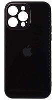 Силиконовый чехол для Apple iPhone 14 Pro Max стеклянный с защитой камеры черный