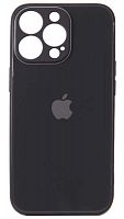 Силиконовый чехол для Apple iPhone 13 Pro стеклянный с защитой камеры черный