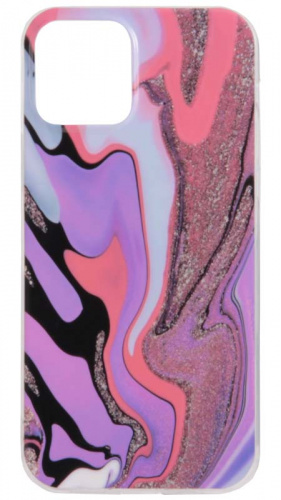Силиконовый чехол для Apple iPhone 12/12 Pro размытые краски с мелкими блестками фиолетовый