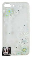 Силиконовый чехол Crystal для Apple iPhone 7 Plus/8 Plus с рисунками и стразами снежинки прозрачный