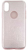 Силиконовый чехол для Apple iPhone X блестящий с морозным узором розовый