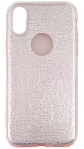 Силиконовый чехол для Apple iPhone X блестящий с морозным узором розовый