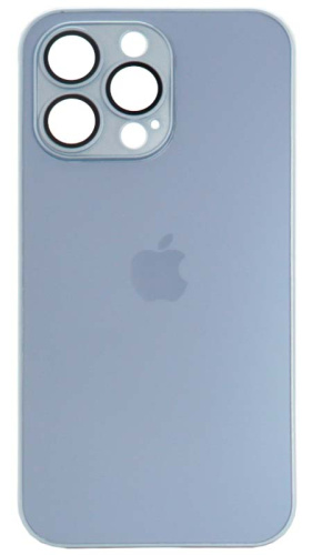 Силиконовый чехол для Apple iPhone 13 Pro матовое стекло с линзами голубой