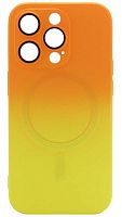 Силиконовый чехол для Apple iPhone 14 Pro MagSafe с защитой линз оранжевый/желтый
