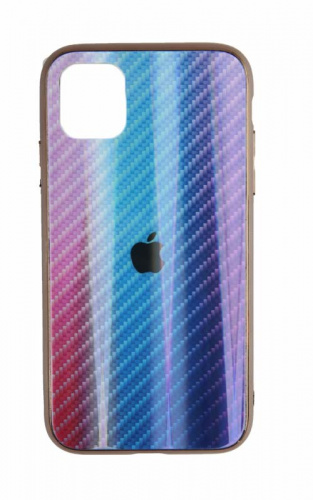 Силиконовый чехол для Apple iPhone 11 карбон хамелеон синий