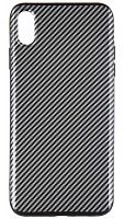 Силиконовый чехол для Apple iPhone XS Max глянцевый карбон чёрный