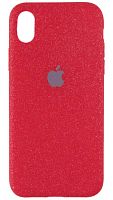 Силиконовый чехол для Apple iPhone XR матовый с блестками красный
